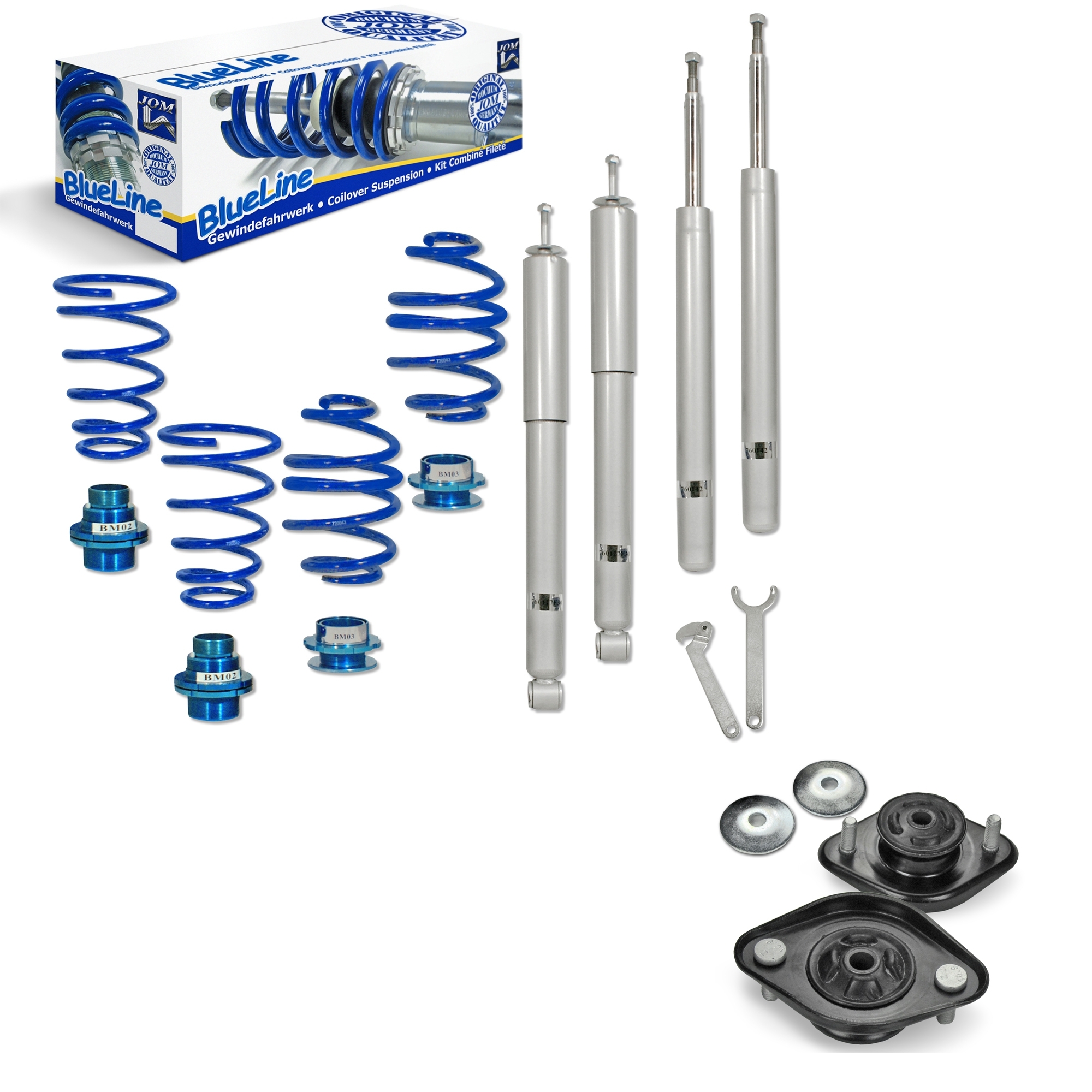 BlueLine Gewindefahrwerk mit Domlagersatz passend für BMW 3er Cabrio (E30) Baujahr 05.1986-05.1993